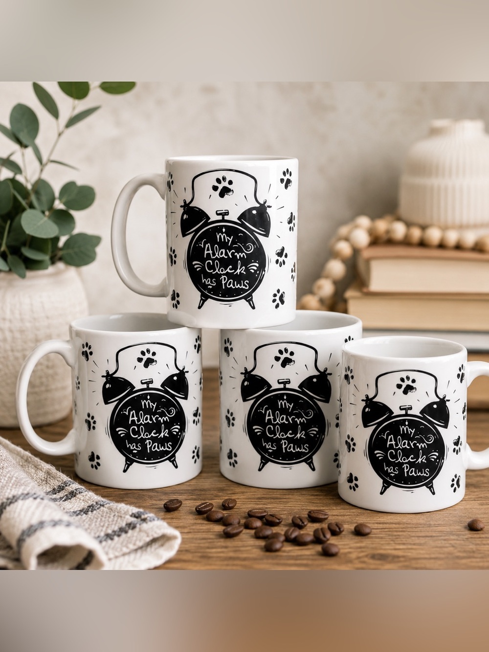 My Alarm Clock Has Paws Coffee Mug | Funny Ceramic Coffee Cup | Dog Mom